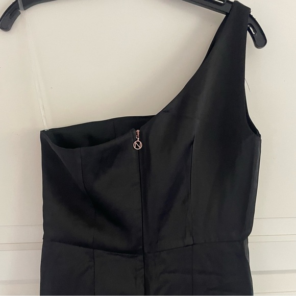 New! Nookie Virtue Black Satin One Shoulder Long Gown Maxi Dress 37680 - Picture 8 of 12